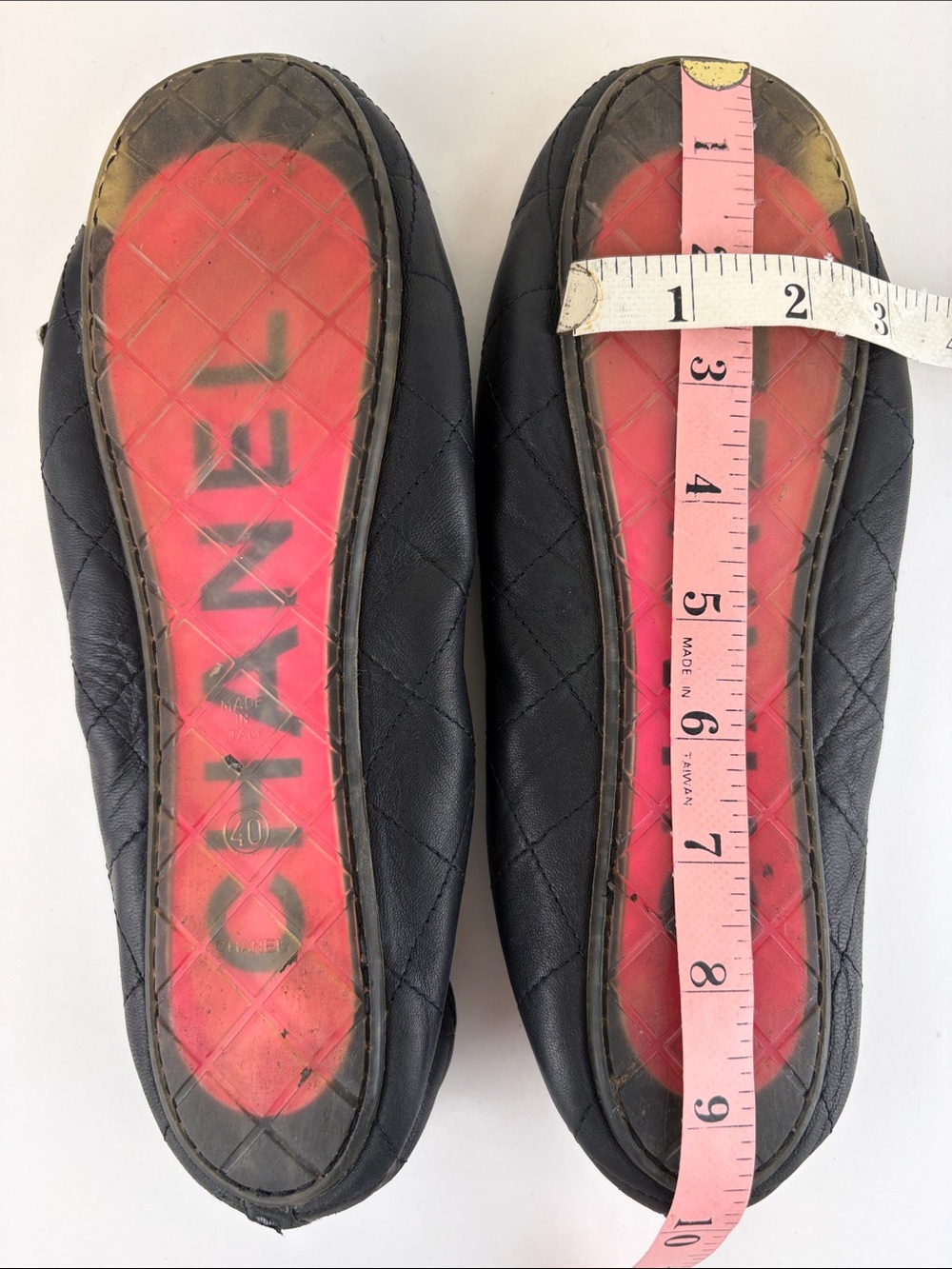 Vintage Authentic Chanel Cambon Ballet Flats ~ in Black/White Quilted Leather - Picture 7 of 17
